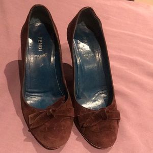 Brown Fendi Suede Heels